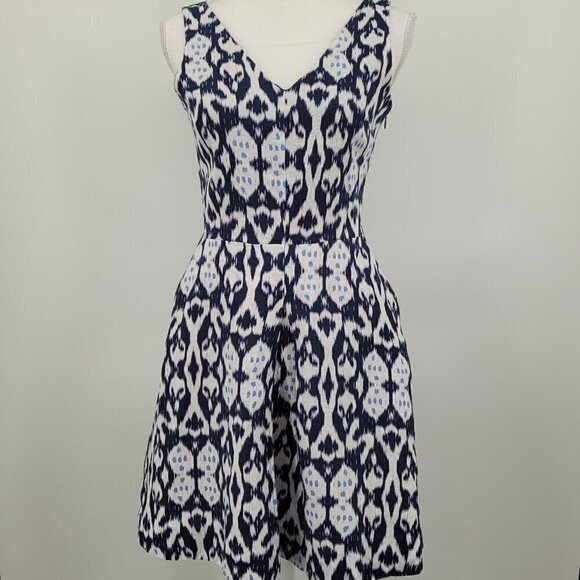 GAP Ikat Print Linen Fit & Flare Dress - Picture 1 of 8